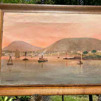 Camden Harbor oil painting, Bramhall