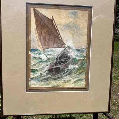 Watercolor Sail scape, William S. Barrett