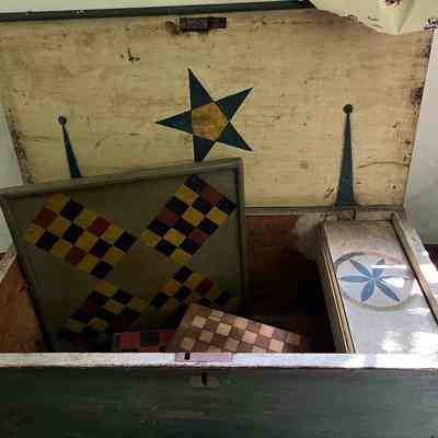 Stenciled Chest with Games