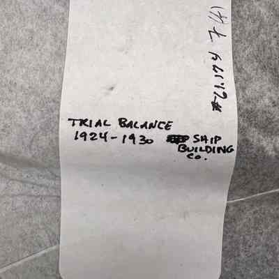 Camden Ship Building Co. Trial Balance 1924-1930