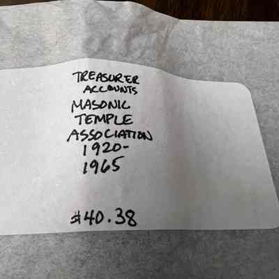 Masonic Temple Association Treasurer Accounts 1920-1965