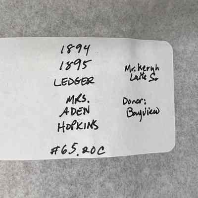 Ledger 1894-1895 Mrs. Aden Hopkins