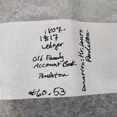 Family Account Book Pendleton 1807-1817