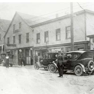 Shops on the east side of Main St., Camden Maine