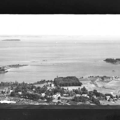 Camden Harbor from Window of Mt. Battie House