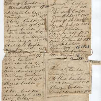 Carleton family births/deaths