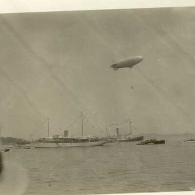 Dirigible Flying over Camden Harbor