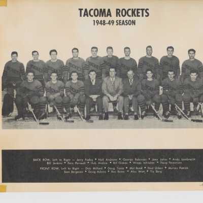 1948-1949 Tacoma Rockets Hockey Team (Official Roster Photo)