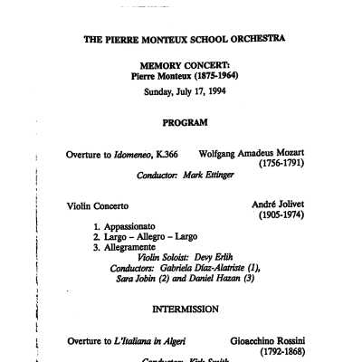 Sunday Programs July 17 – July 24 & Friday July 29, 1994
