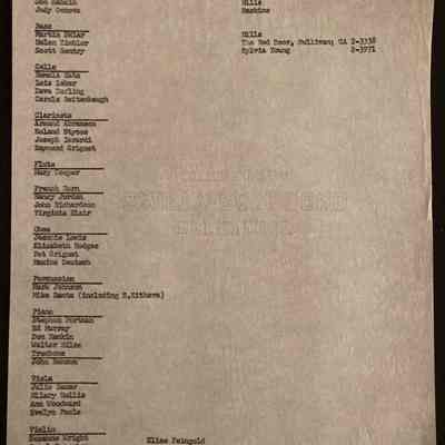 1960s Students Available for Chamber Music Student List