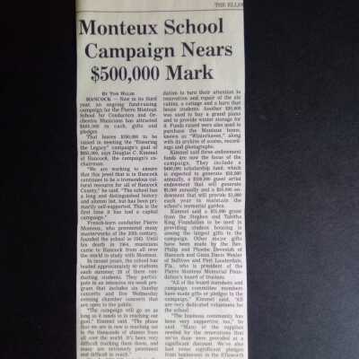 500,000 raised in Monteux Campaign [Ellsworth American 9/7/07]