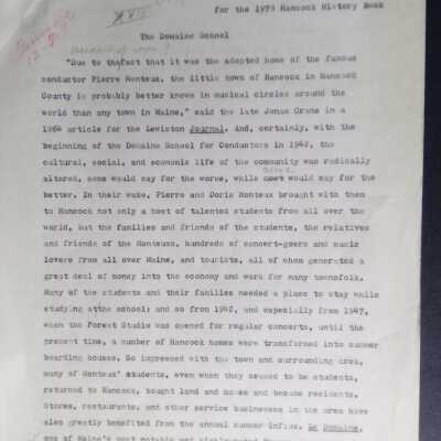 Notes for Hancock history 1978