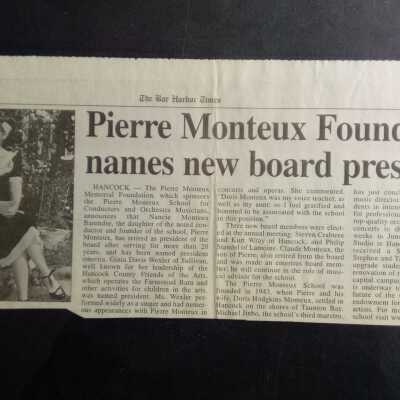 Monteux foundation names new president, Ginia Davis Wexler [Bar Harbor Times, 9/15/2005]