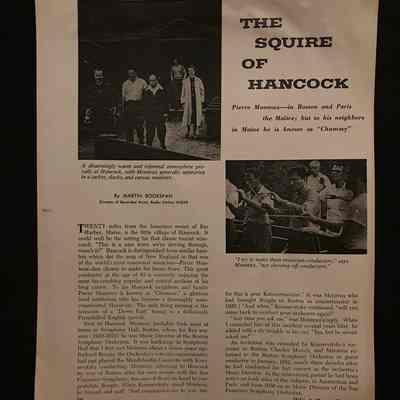 Monteux Article: The Squire of Hancock