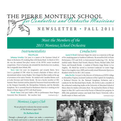 Fall 2011 Newsletter