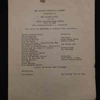 Hancock Historical Pageant Program 1945