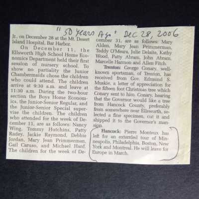 Note in Ellsworth American (?) about Monteux 50 years ago (ca 1956)