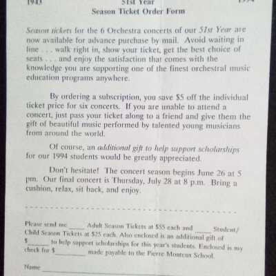 1994 season concert tickets order form