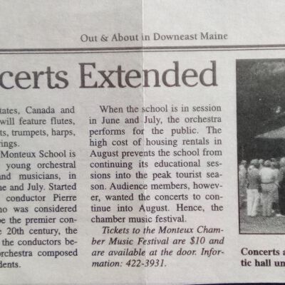 Monteux Concerts extended [Ellsworth American Out & About, 7/19/01]