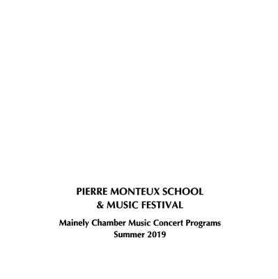 2019 Chamber Concert Programs