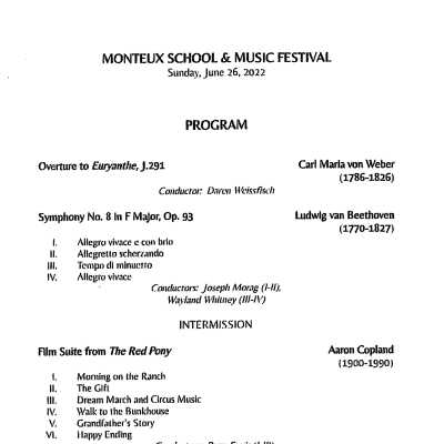 Sunday and Wednesday concert programs