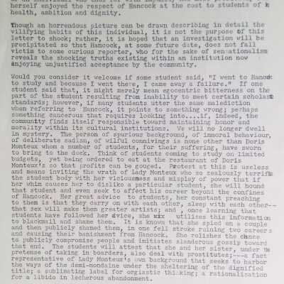 Anonymous letter signed "Victims of Doris"