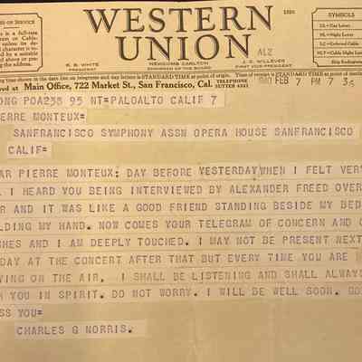1940 Telegram to Pierre from Charles G. Norris