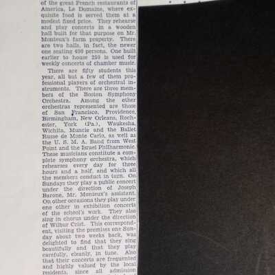 Newspaper articles & essays about Monteux School early days