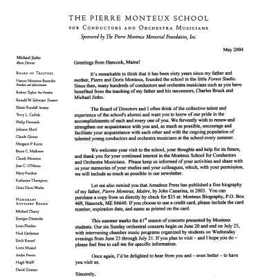 May 2004 Fund-raising letter enclosed with Newsletter