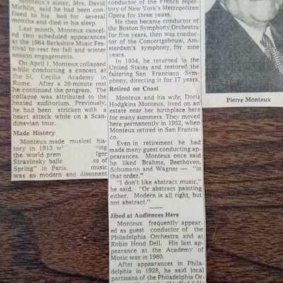 Monteux Obit: The evening bulletin 7/ 1 /64