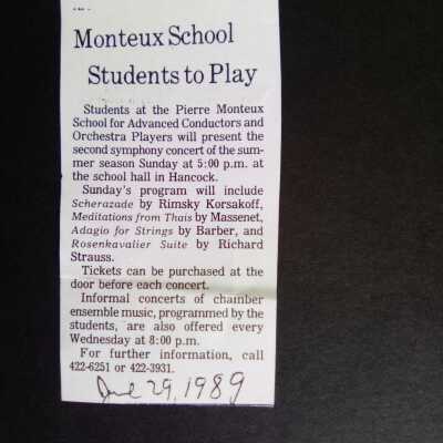 1989 June concert program announcement