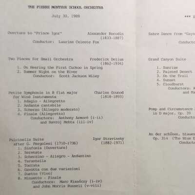 1989 July 30 Concert Program