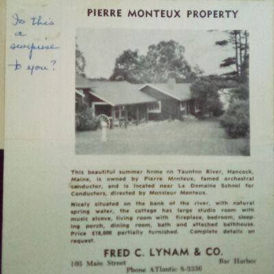 Monteux Summer Home in Hancock (Downeast Maine Magazine, June, 1961)