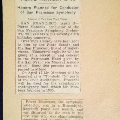 Pierre Monteux 75th birthday