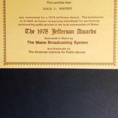 Doris Nomination for 1978 Jefferson awards