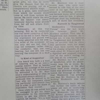 PM New York Times tribute by Ross Parmenter, July 2, 1964