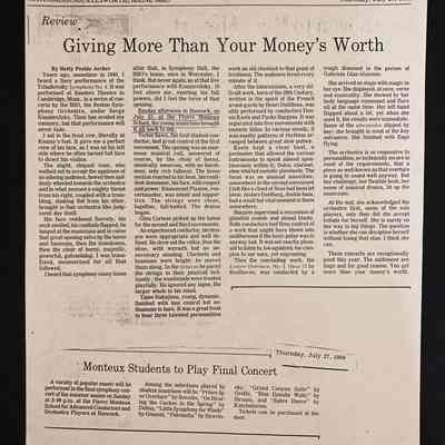 Review by Hetty Preble Archer of July 23, 1989 concert
