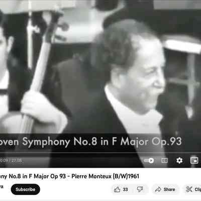Pierre Monteux conducts Beethoven Symphony No. 8 if F major Op. 93 (Chicago Symphony Orchestera, 1961) [YouTube]