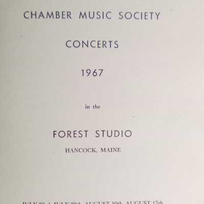 Hancock County Chamber Music Society Concerts, 1967, at the Forest Studio, Hancock, Maine