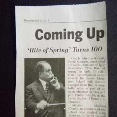 Rite of spring turns 100 – Michael Charry to give talk (2013)