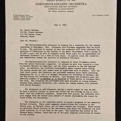 Second Harvard Request for a conductor