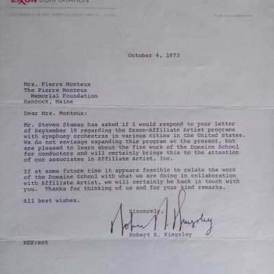 1973 Exxon-Affiliate Artist program response