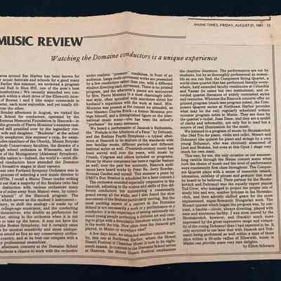 Maine Times Music Review 1981