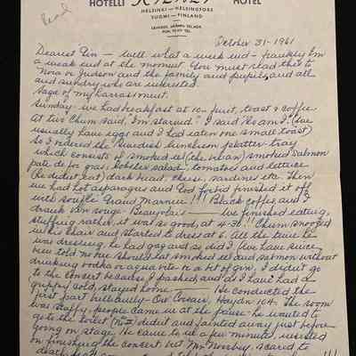 1961 Handwritten Letter to Gin