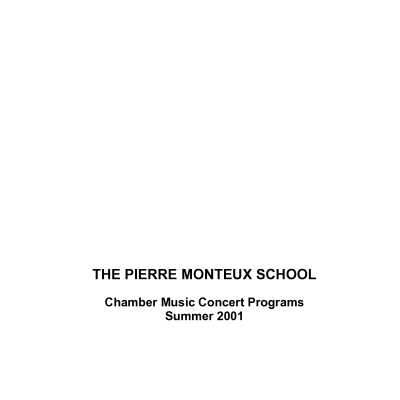 2001 Chamber Music Concert Programs