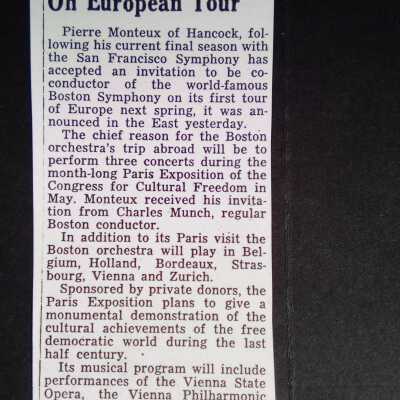 Monteux conducts BSO European tour