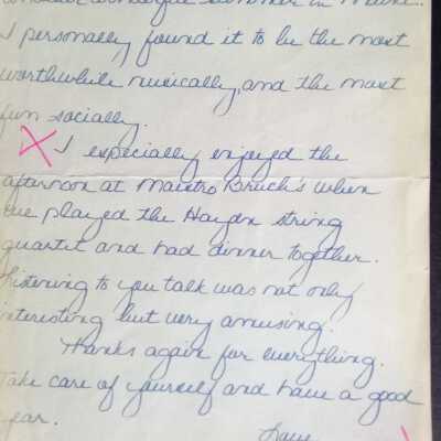 Student letters to Doris