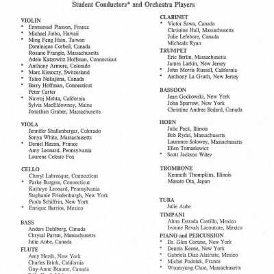 1989 Students and Concert Programs