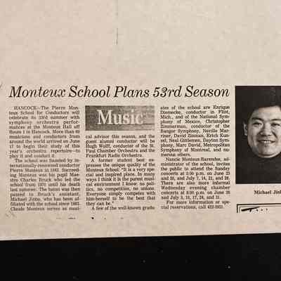Monteux School Plans 53rd Season