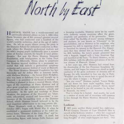 Essay on Monteux's passing [North by East column; source unknown]